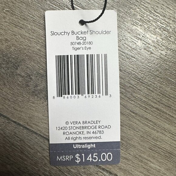 Vera Bradley Slouchy Bucket Shoulder Bag Tiger Eye Brown NWT - Picture 5 of 5